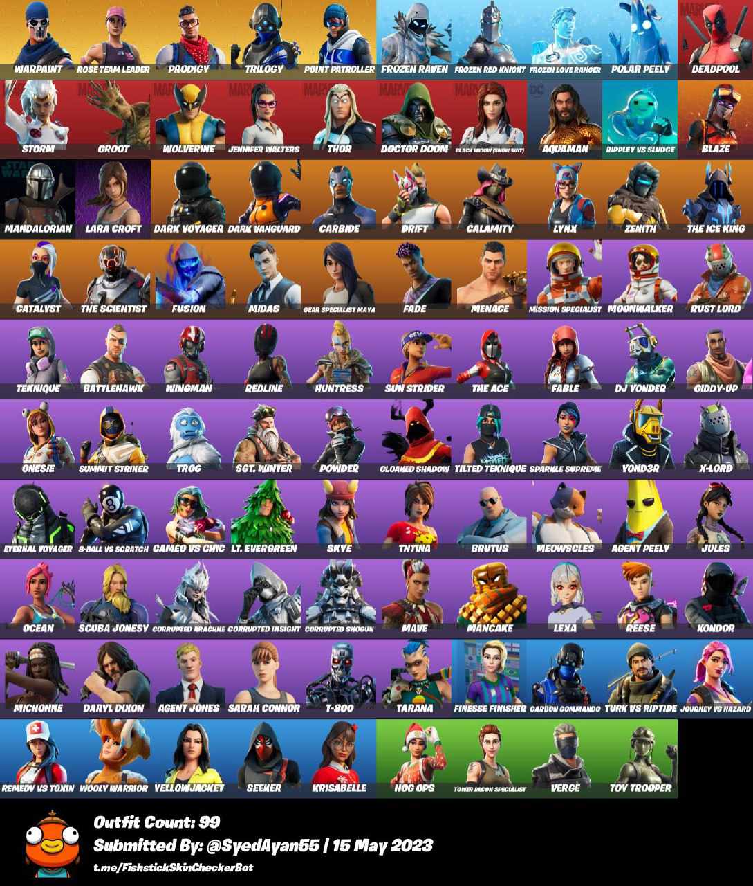 99 Skins OG Stw Thor|Soccer|Agent Jones|Carbide|Drift|Sarah Corno ...