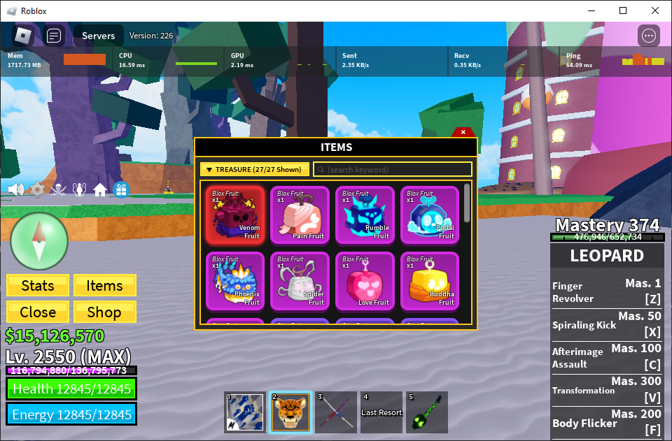 Blox Fruit|2550|M 15M|F 140K|HUMAN V3|Valkyrie Helm Mirror Fracta ...