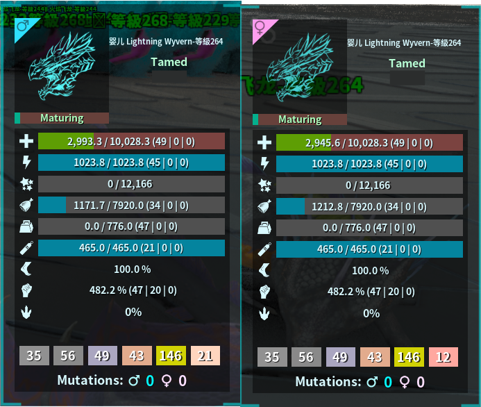 ASA Official PVE Lightning Wyvern X2(Male+Female) adult stats: H ...