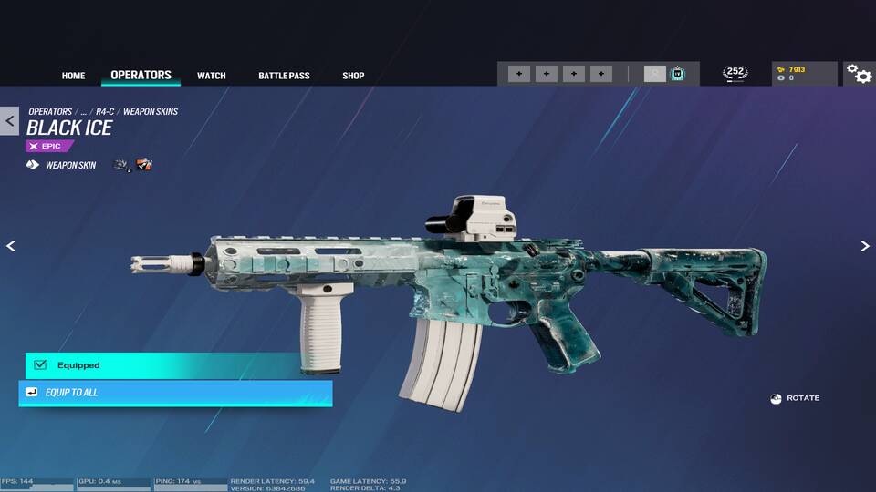 2x Diamond, 8x Black Ice(Ash, Yana, Jager....), 9x legendary skin ...