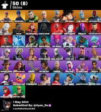 50 Skins STW 1,2 RoseTeamLeader WarPaint SonGoku BrunoMars EddieB ...