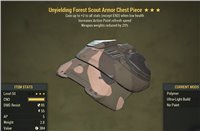 Unyielding - 100% Reduced Weapon Weight Forest Scout Armor 5/5 AP REFRESH FULL SET (+15 stats S.P.E.C.I.A.L.)