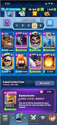 BIG DISCOUNT // CHEAP & SUPER STRONG ACCOUNT ALMOST 14 // 4 CARDS READY FOR LEVEL 14 ONLY NEED GOLD // 9 CARDS LEVEL 13 // 1519 GEM 