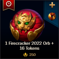  [NA | EUW | EUNE | OCE] 1 Firecracker 2022 Orb + 16 Tokens