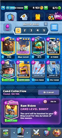 [Lava-Loon] King tower level 11// 1 max cards // 2 cards lvl 13 // 2 cards lvl 12 // 4 cards lvl 11 //