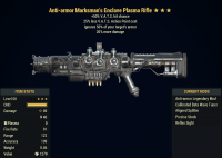 PC-[4 stars] Anti-armor Enclave Plasma rifle (+50% critical damage, 25% less VATS AP cost, 20% more damage)