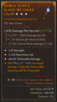 925 Sword 3ga Strength Maximum Life Vulnerable Damage 