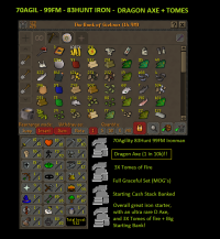 99FM + 83Hunt + 70Agil Iron Acc - DRAGON AXE - TOME OF FIRE - Full Graceful Set - cuthcim - No Email Set