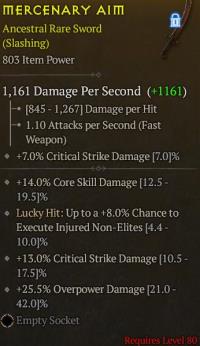 S1\lv80Sword\IP803\ +14.0%Core Skill Damage Lucky Hit:Up to a +8 ...