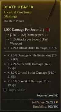 Bease 1h sword lv 100 High crit vulnerable critical dmg core dmg ...