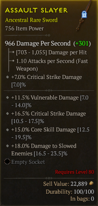 [Sword][756 IP][Lv80] +11.5% Vulnerable Damage +16.5% Critical St ...